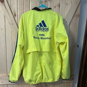 Vintage Adidas Boston Marathon Nylon Windbreaker Jacket Yellow Black